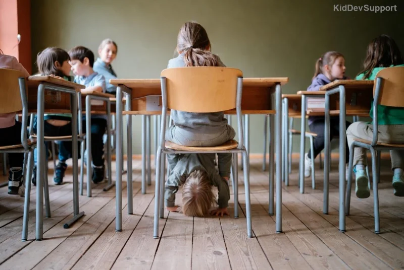 Child showing signs of ADHD hyperactivity