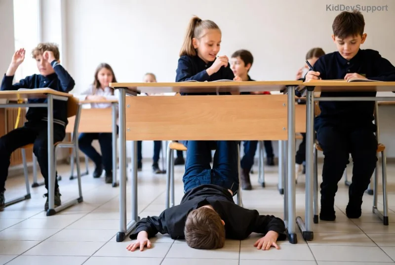 Illustration of ADHD symptoms like distraction and hyperactivity