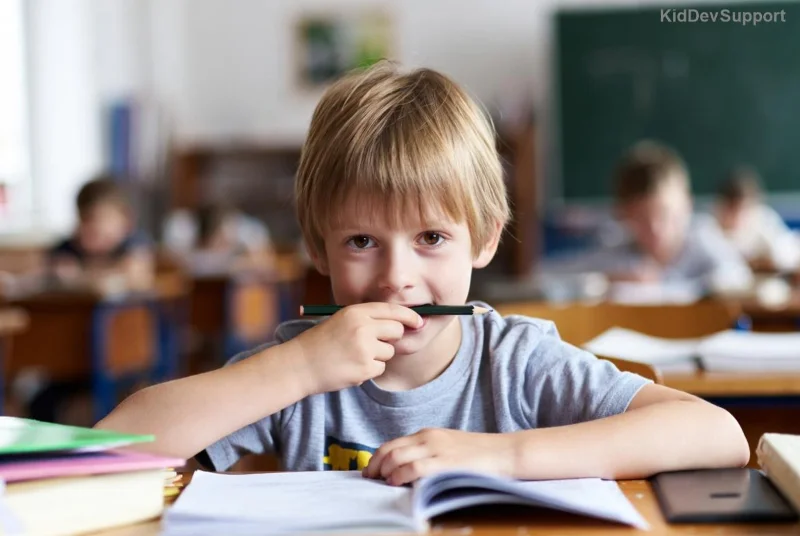 Happy ADHD child succeeding in school with support