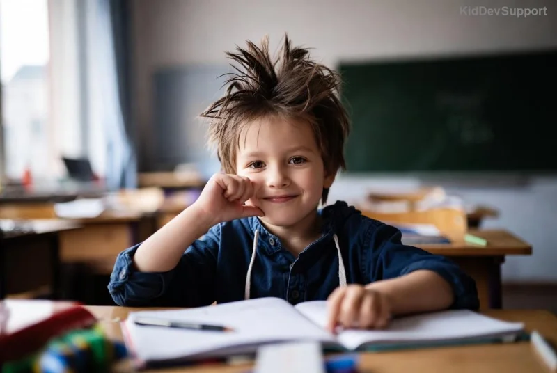 Enfant avec TDAH concentré sur une activité naturelle