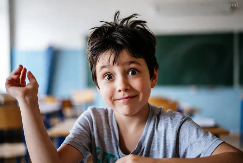 Happy child using visual timer for task switch