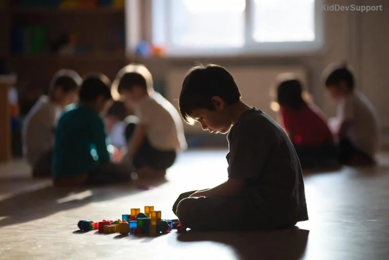 Children engaging in peer mentoring activities for autism education