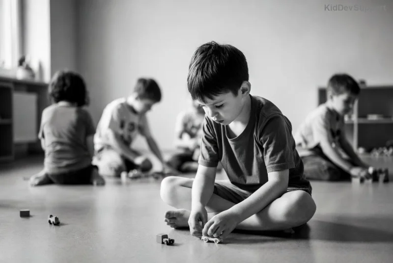 Child with autism engaging in listening activity