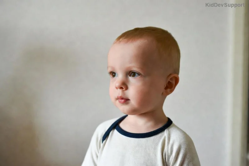 Child pointing and gesturing happily