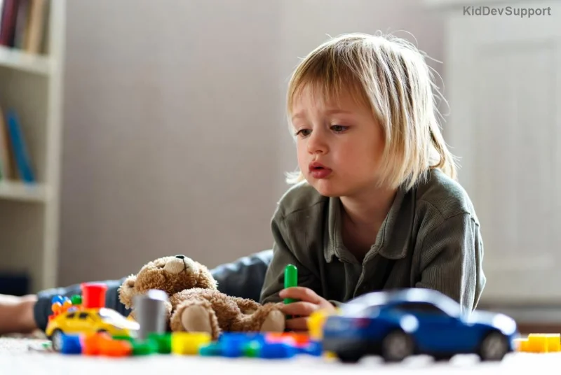 Parent consulting speech therapist with child
