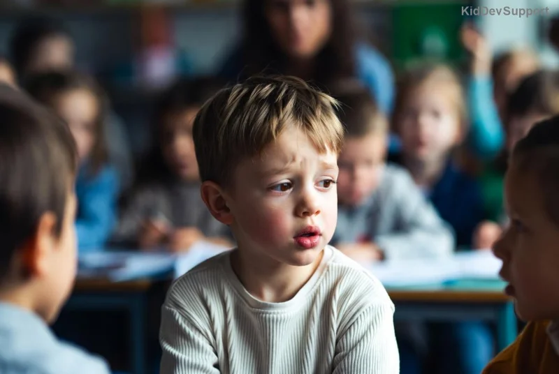 Child practicing speech therapy at dinner table with family