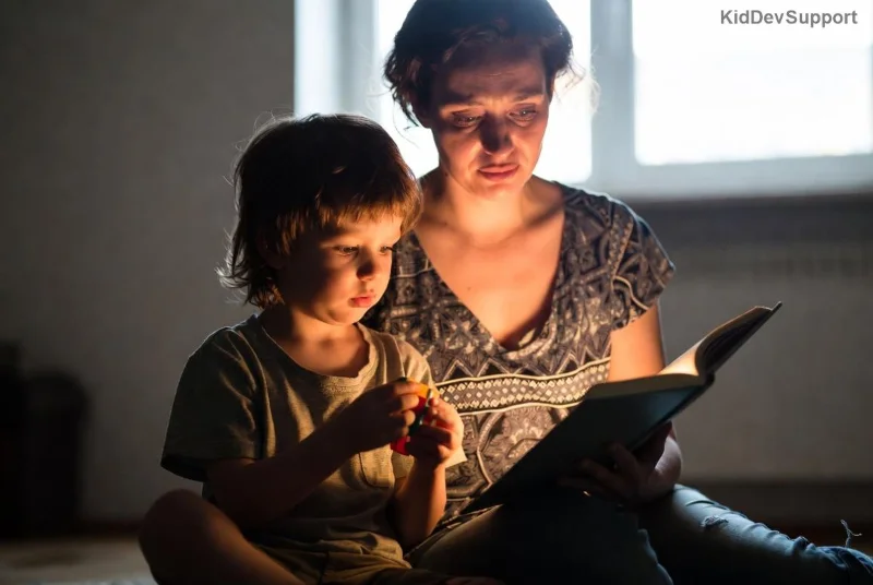 Child practicing speech expansion with parent