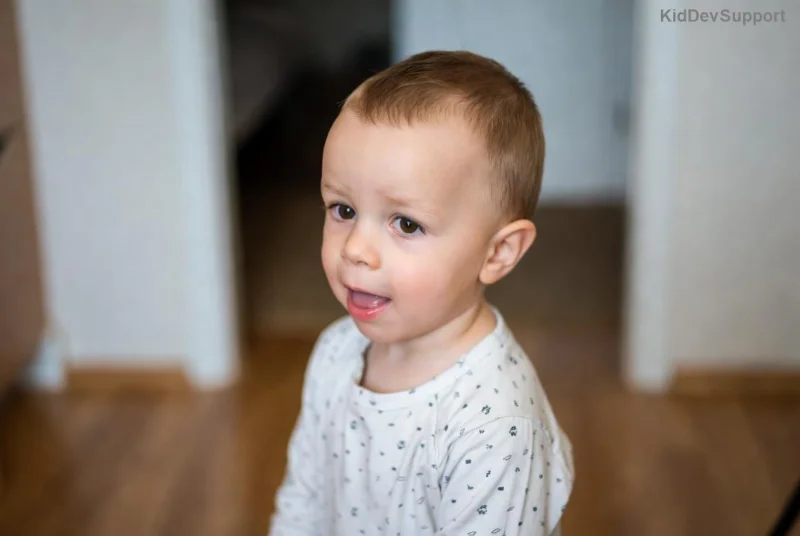 Child undergoing hearing test for speech therapy preparation