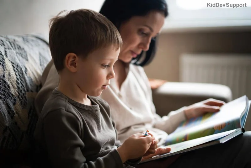 Therapist helping child with AAC app interface