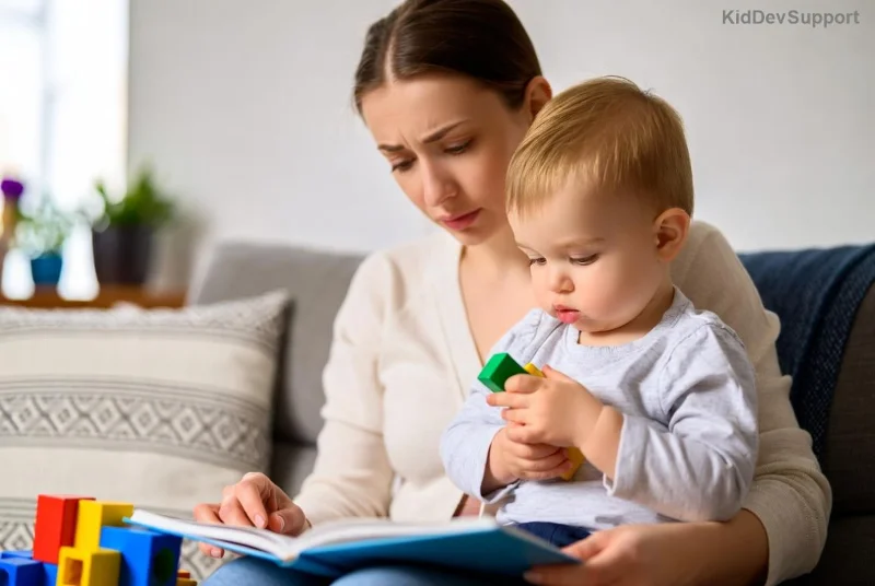 Child experiencing speech delay with parent support