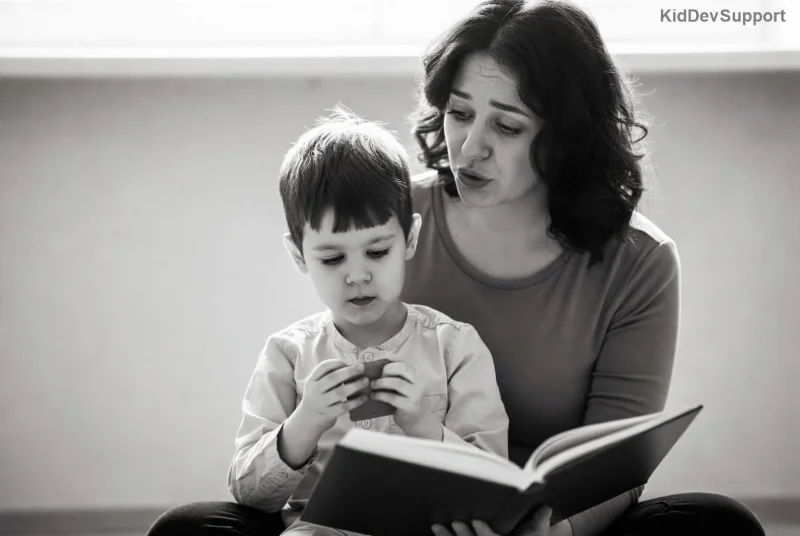 Parent checking toddler speech milestones
