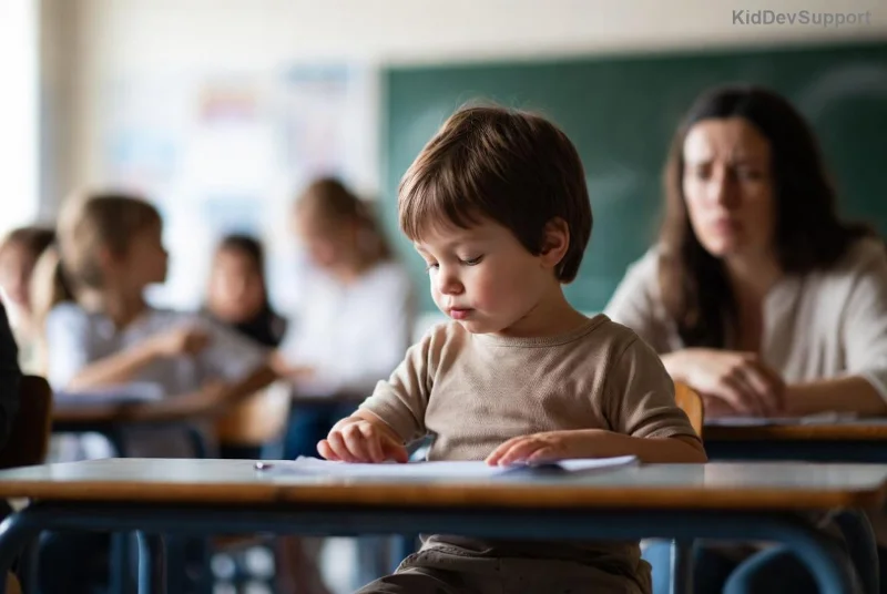 Child struggling with speech delay, illustrating psychological impact
