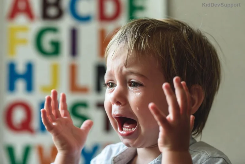 Happy child learning new words with parent