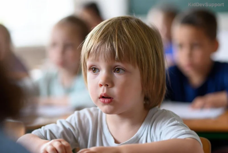 Happy child overcoming speech delay through play therapy