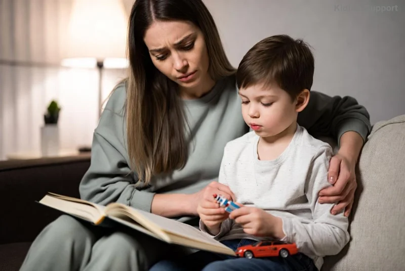 Happy child speaking clearly with family