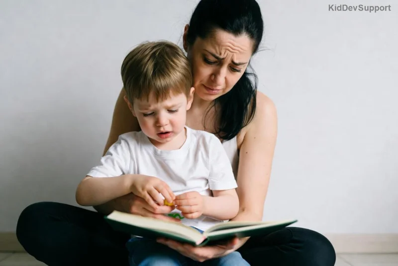 Child engaging in speech delay activity at home