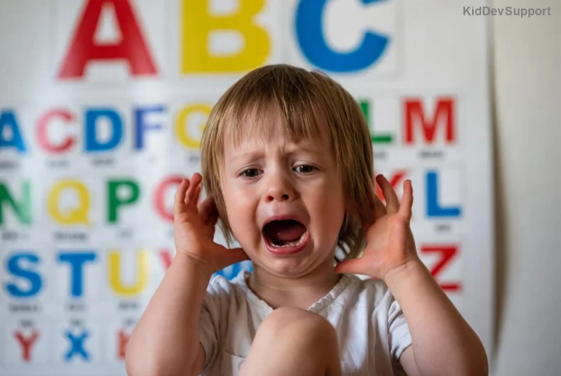 Enfant heureux progressant en langage