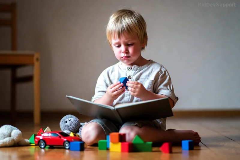 Happy child achieving speech milestone with family
